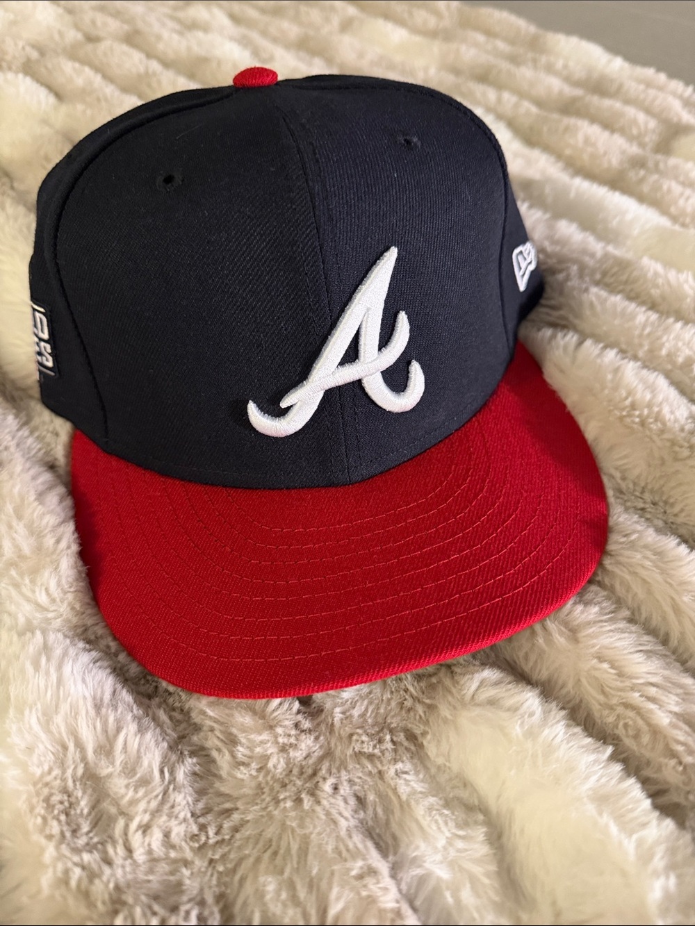 Atlanta Braves- Navy Crown with Red Brim Atlanta “A” Hat/ Size 7 3/8
